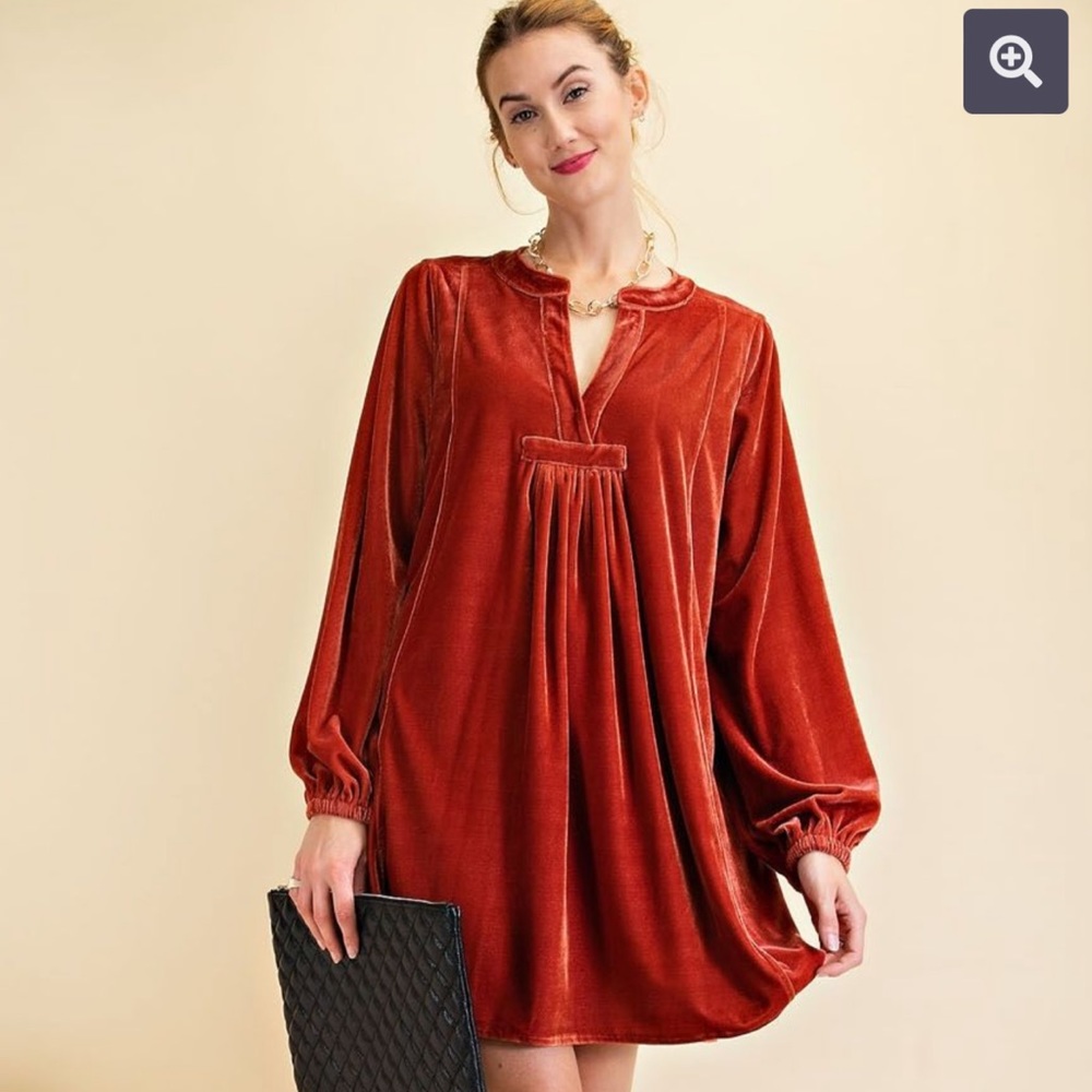 Easel brand velvet dress in rust